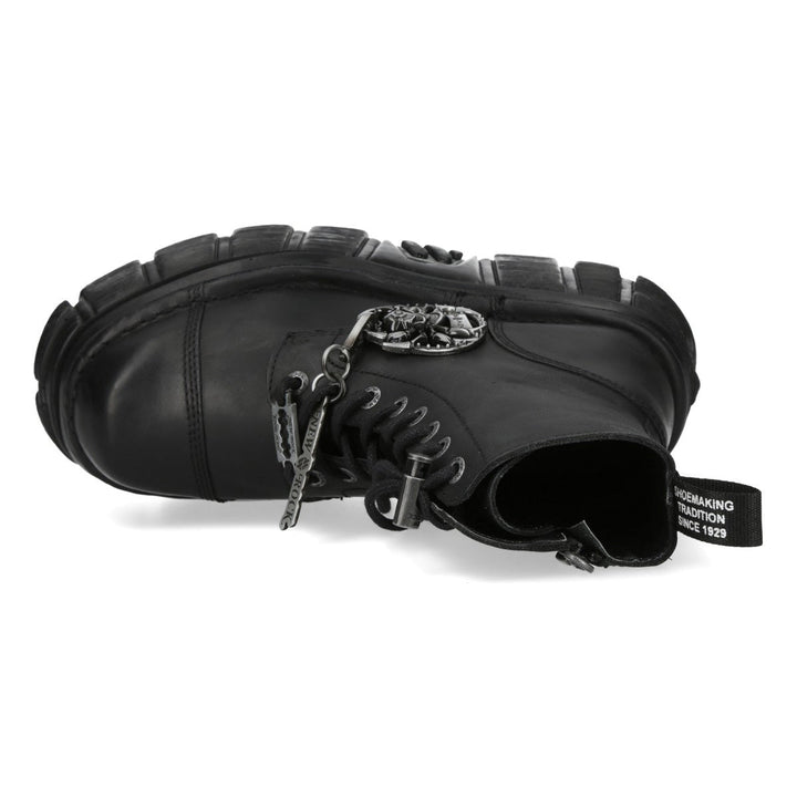 New Rock M-MILI083CCTA-C1 Black Leather Spider Charm Platform Ankle Boots