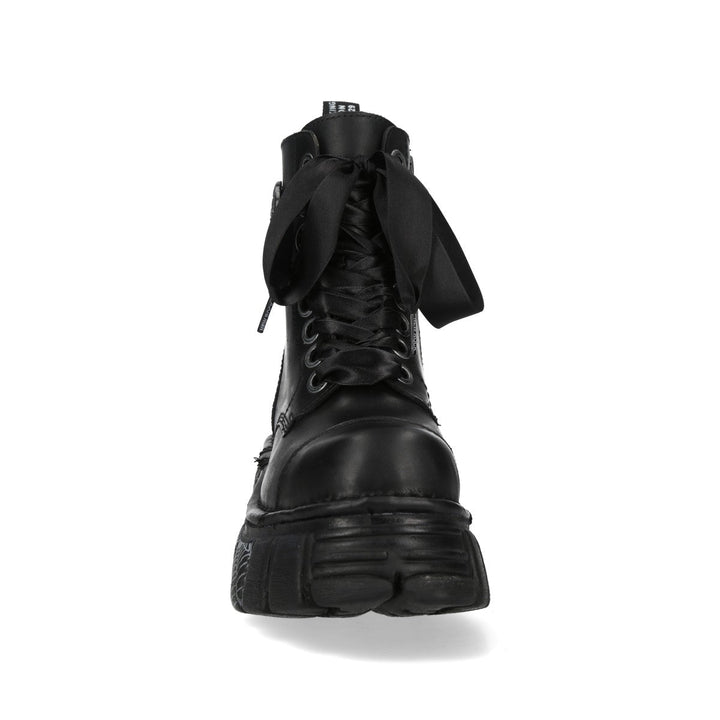 New Rock M-MILI083CCTA-C3 Black Leather Spiderweb Sole Platform Ankle Boots
