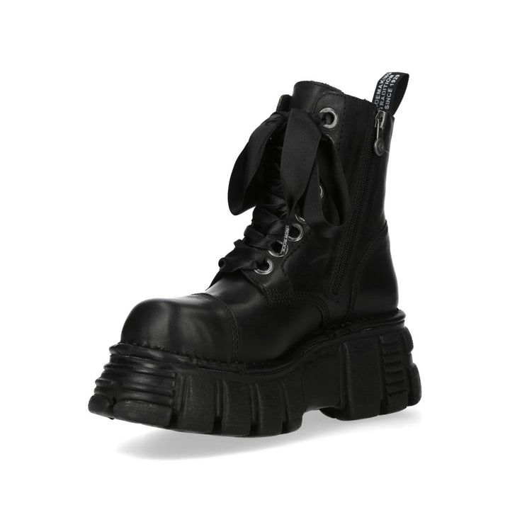 New Rock M-MILI083CCTA-C3 Black Leather Spiderweb Sole Platform Ankle Boots