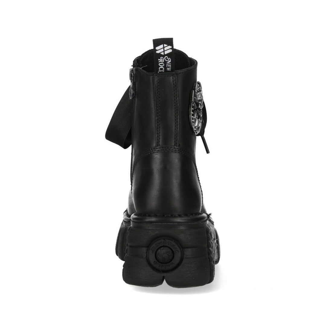 New Rock M-MILI083CCTA-C3 Black Leather Spiderweb Sole Platform Ankle Boots