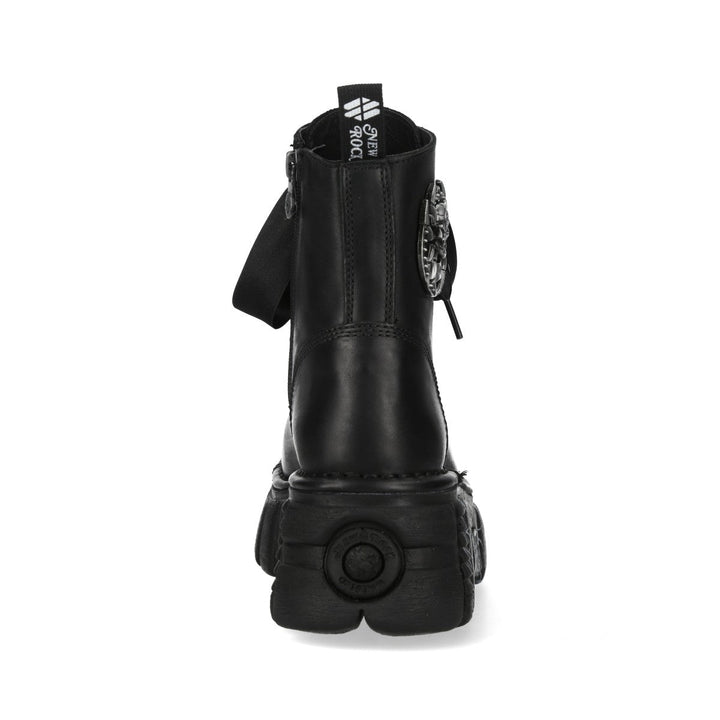 New Rock M-MILI083CCTA-C3 Black Leather Spiderweb Sole Platform Ankle Boots