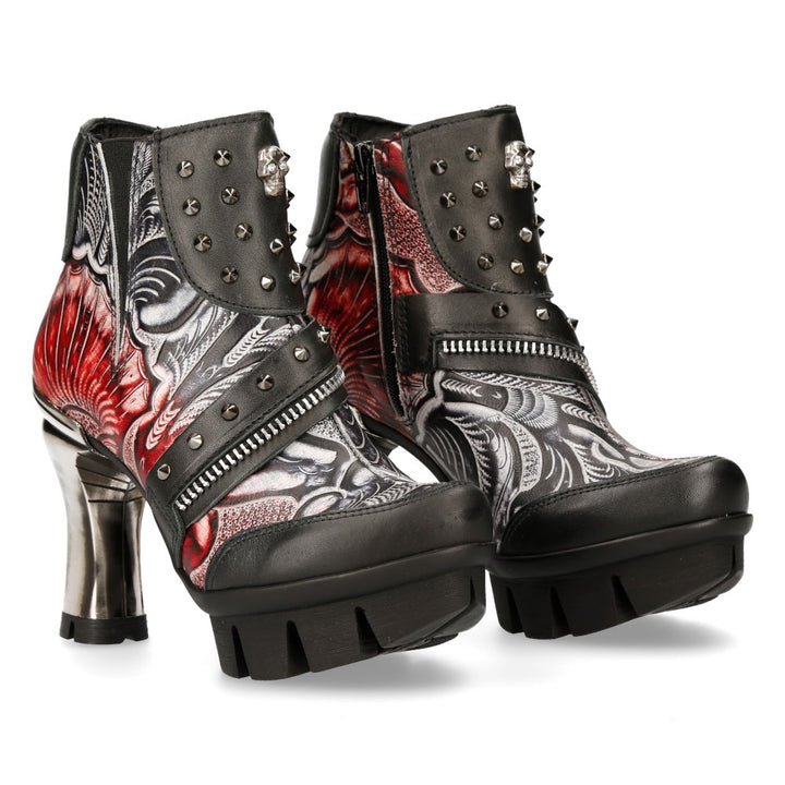 New Rocks Red New Rock - Red Flame Graphic Skull Ankle Boot M-NEOPUNK001-C7 | New ...