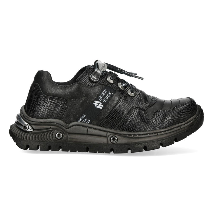 New Rock M-POWER001-C16 Black Textured Leather Hybrid Sneakers