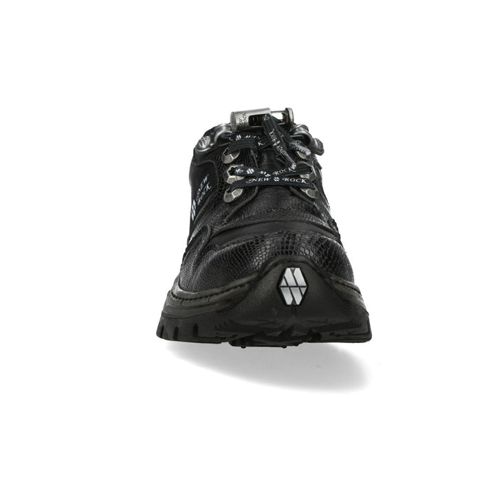 New Rock M-POWER001-C16 Black Textured Leather Hybrid Sneakers