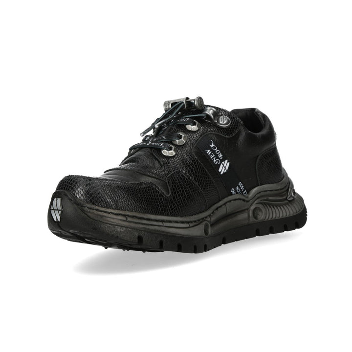 New Rock M-POWER001-C16 Black Textured Leather Hybrid Sneakers