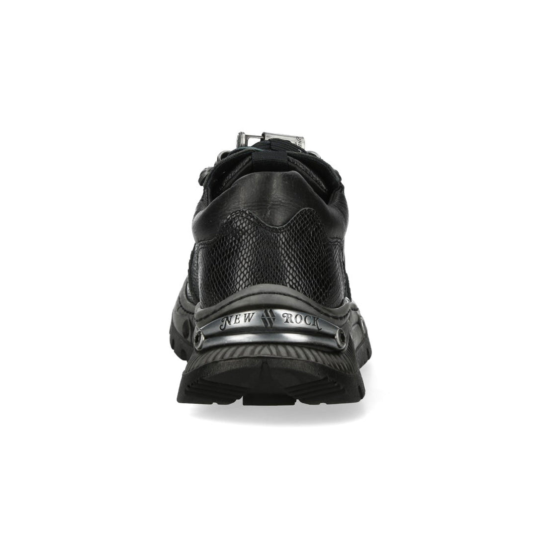 New Rock M-POWER001-C16 Black Textured Leather Hybrid Sneakers