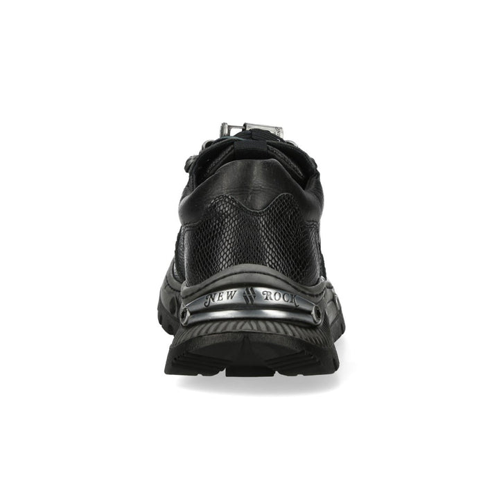 New Rock M-POWER001-C16 Black Textured Leather Hybrid Sneakers
