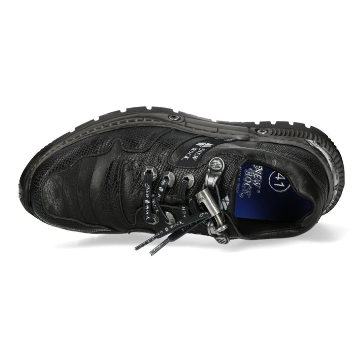 New Rock M-POWER001-C16 Black Textured Leather Hybrid Sneakers