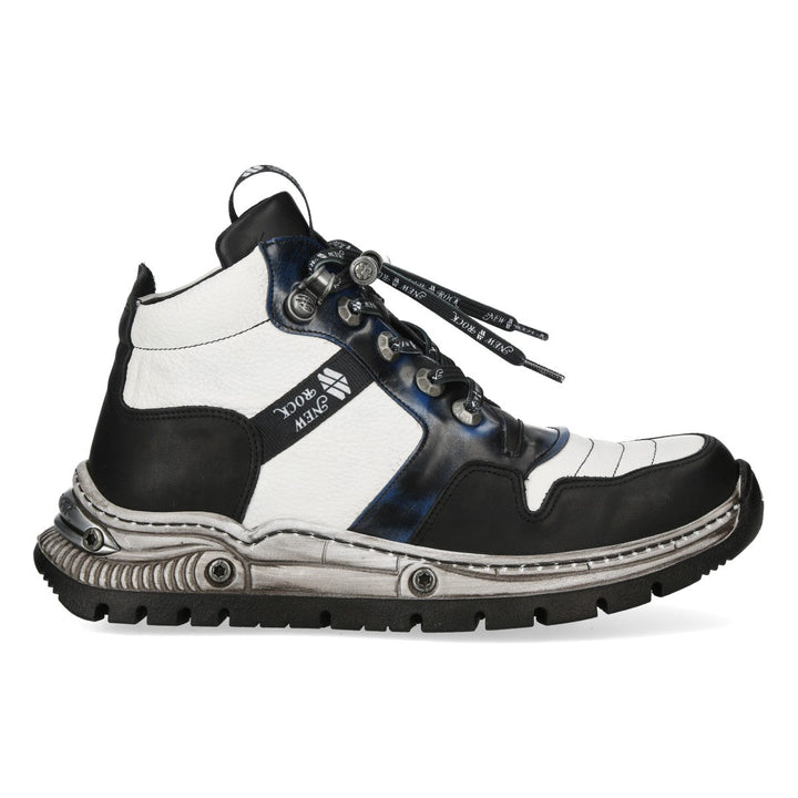 New Rock M-POWER007-C7 White Blue Black Colourblock Leather Sneaker Boots