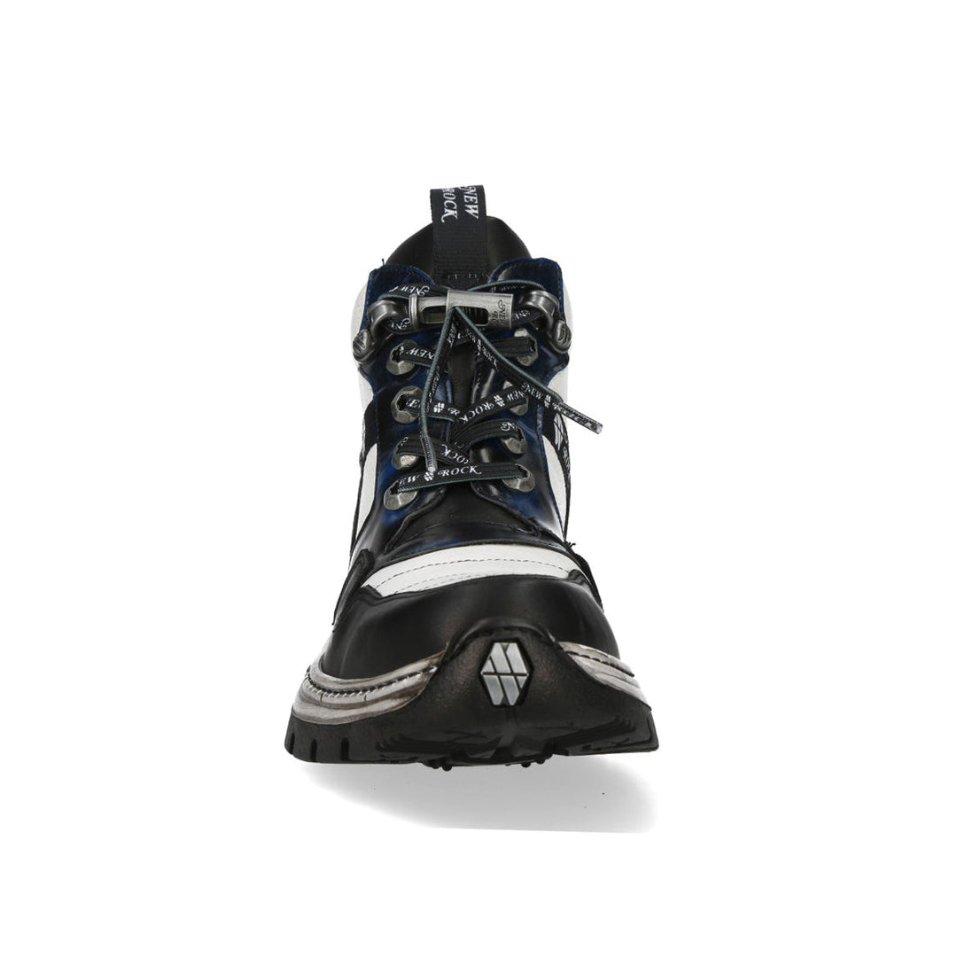 New Rock M-POWER007-C7 White Blue Black Colourblock Leather Sneaker Boots