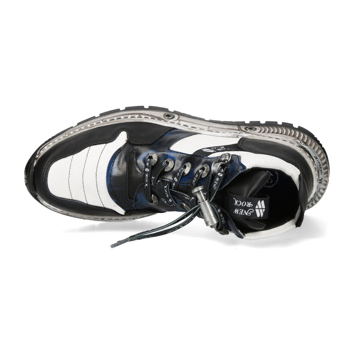 New Rock M-POWER007-C7 White Blue Black Colourblock Leather Sneaker Boots