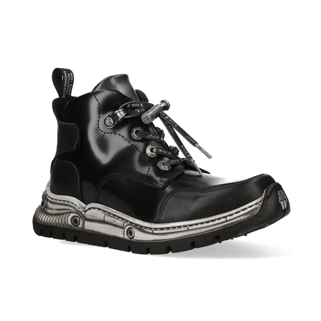New Rock M-POWER008-C9 Black Glossy Leather Sneaker Boots