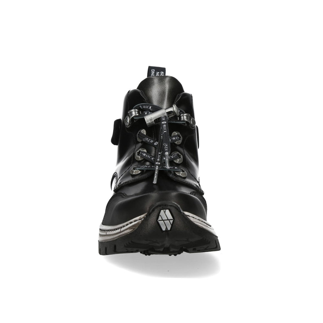 New Rock M-POWER008-C9 Black Glossy Leather Sneaker Boots