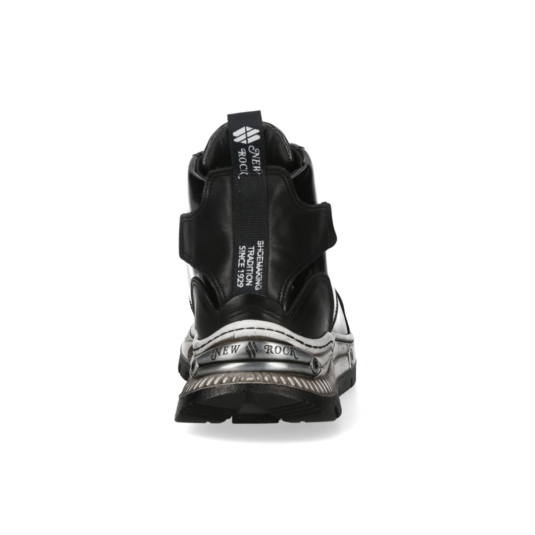 New Rock M-POWER008-C9 Black Glossy Leather Sneaker Boots