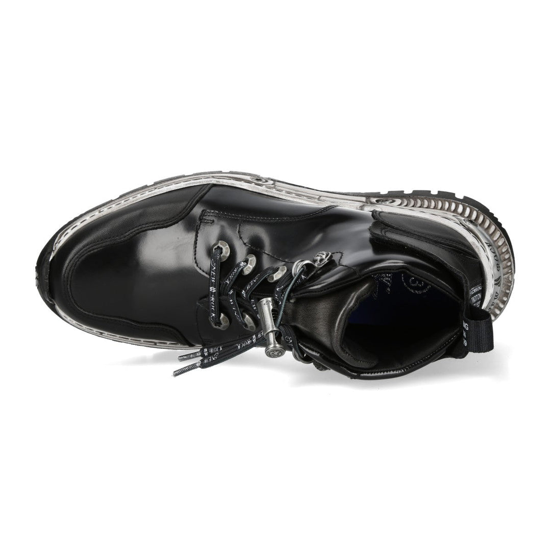 New Rock M-POWER008-C9 Black Glossy Leather Sneaker Boots
