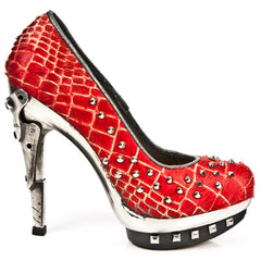 New Rock - Punk Platform Boot M-PUNK034-C4 Red With Studded Detail