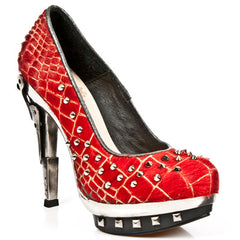 New Rock - Punk Platform Boot M-PUNK034-C4 Red With Studded Detail