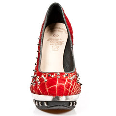 New Rock - Punk Platform Boot M-PUNK034-C4 Red With Studded Detail