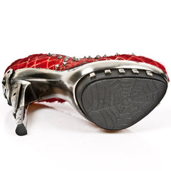 New Rock - Punk Platform Boot M-PUNK034-C4 Red With Studded Detail