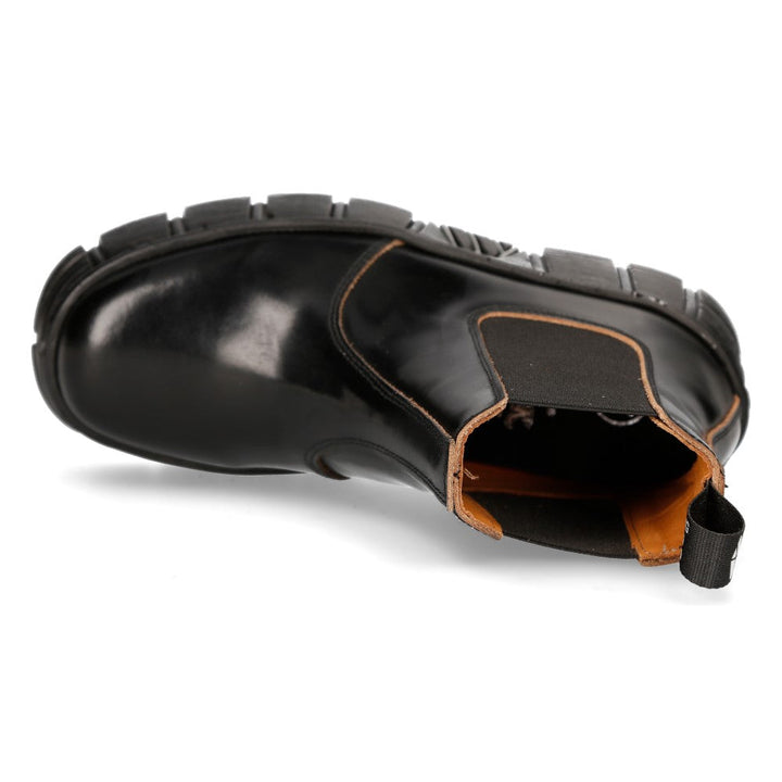 New Rock M-WALL007-C4 Black Polished Leather Platform Chelsea Boots