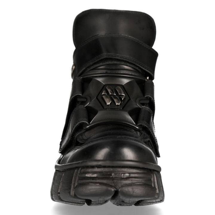 New Rock M-WALL009-C1 Black Velcro Strap Platform Sneaker Boots