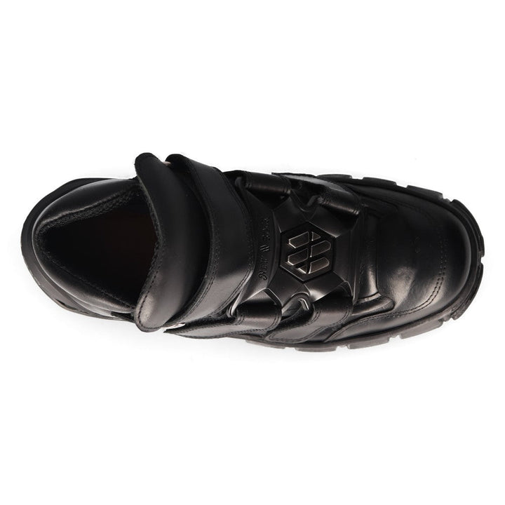 New Rock M-WALL009-C1 Black Velcro Strap Platform Sneaker Boots