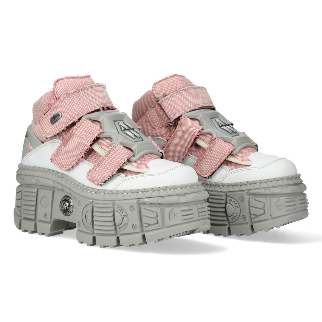 New Rock - White Pink Washed Canvas Ankle Boot M-WALL009-V3 – New Rock ...