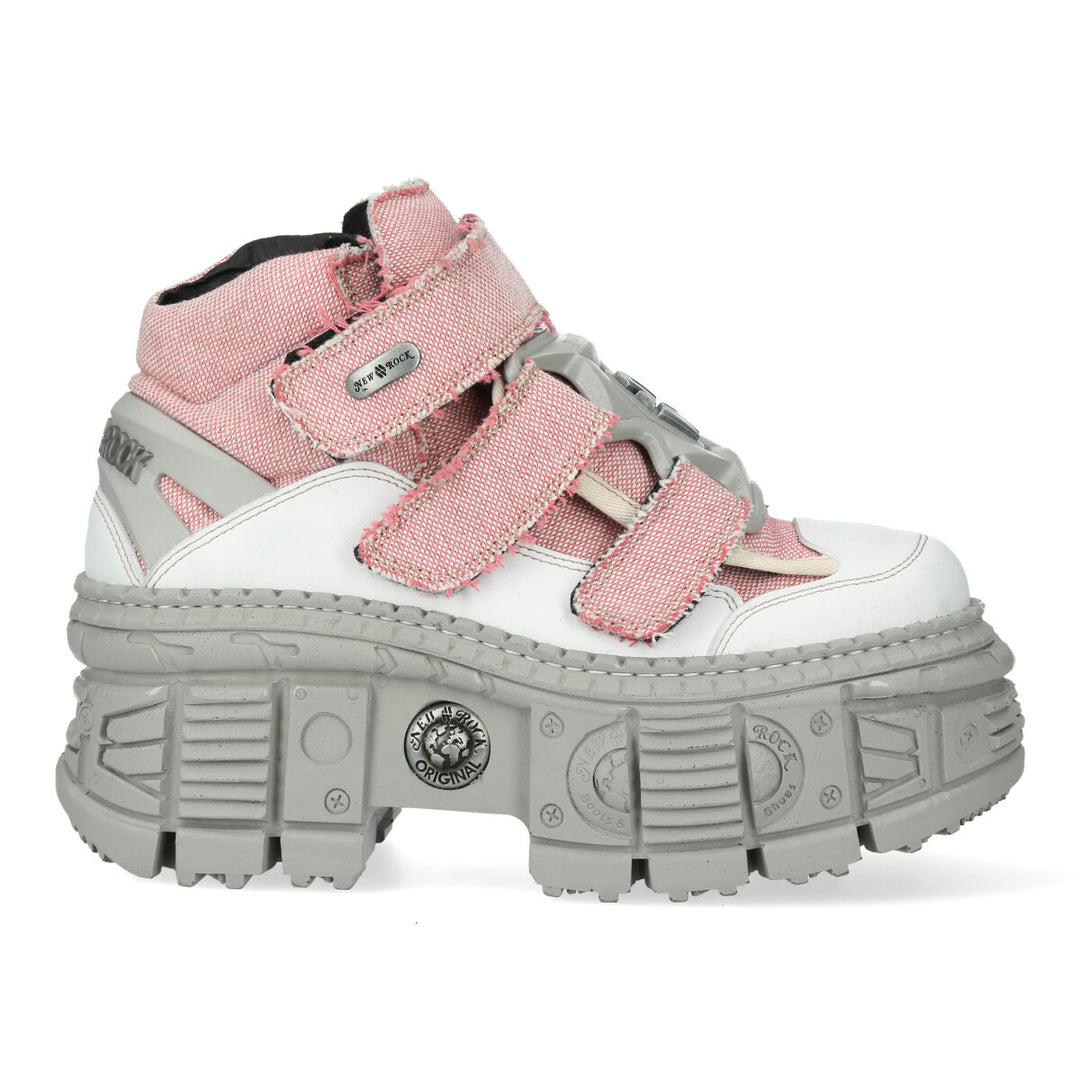 New Rock - White Pink Washed Canvas Ankle Boot M-WALL009-V3 – New Rock ...