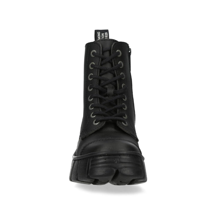 New Rock M-WALL083C-V8 Black Vegan Leather Military Platform Ankle Boots
