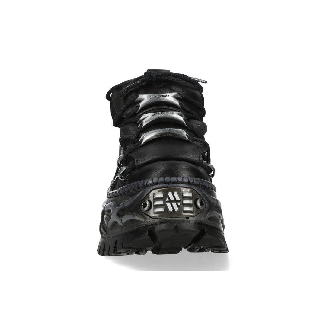 New Rock M-WALL106-C187 Black Leather Flame Platform Sneakers