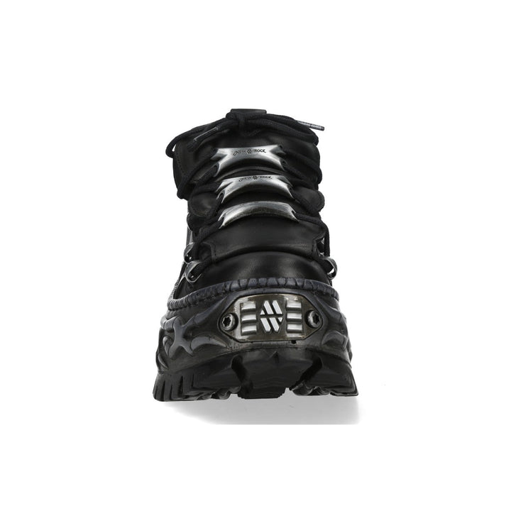 New Rock M-WALL106-C187 Black Leather Flame Platform Sneakers