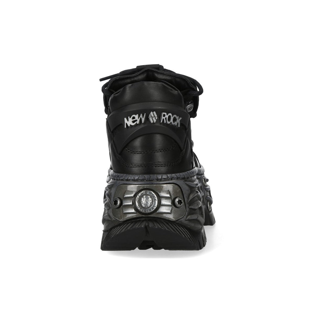 New Rock M-WALL106-C187 Black Leather Flame Platform Sneakers