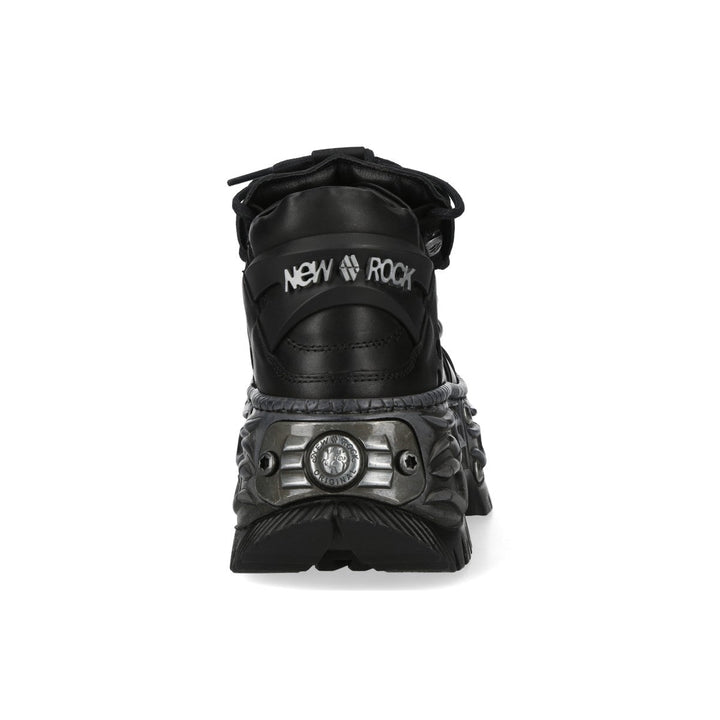 New Rock M-WALL106-C187 Black Leather Flame Platform Sneakers