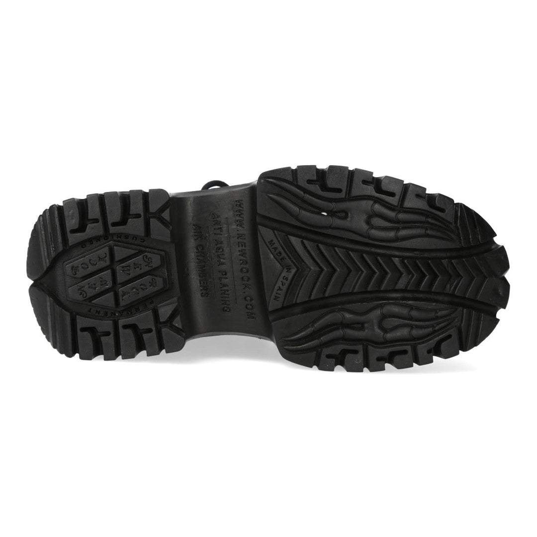 New Rock M-WALL106-C187 Black Leather Flame Platform Sneakers