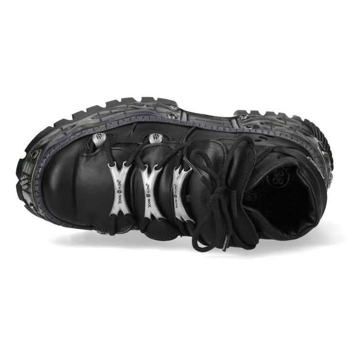 New Rock M-WALL106-C187 Black Leather Flame Platform Sneakers