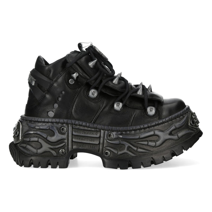 New Rock M-WALL110-C1 Black Leather Spiked Pentagram Platform Shoes