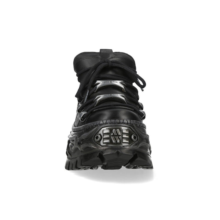New Rock M-WALL120N-C10 Black Leather Flame Platform Sneakers