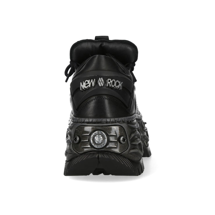 New Rock M-WALL120N-C10 Black Leather Flame Platform Sneakers