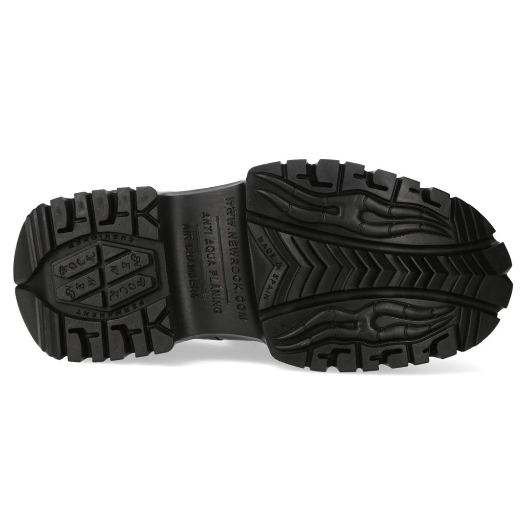 New Rock M-WALL120N-C10 Black Leather Flame Platform Sneakers