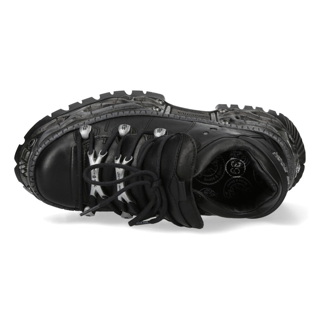 New Rock M-WALL120N-C10 Black Leather Flame Platform Sneakers