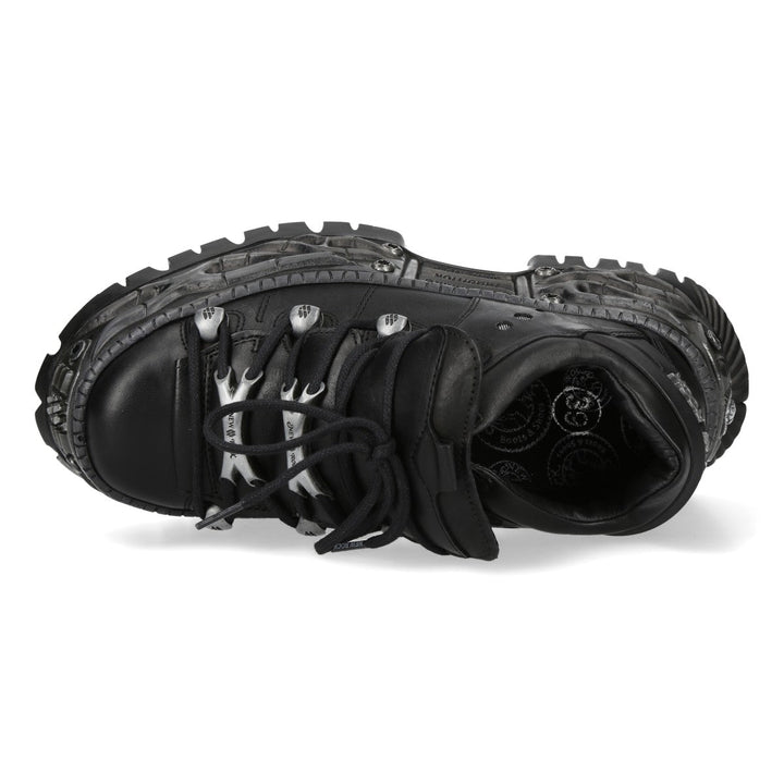 New Rock M-WALL120N-C10 Black Leather Flame Platform Sneakers