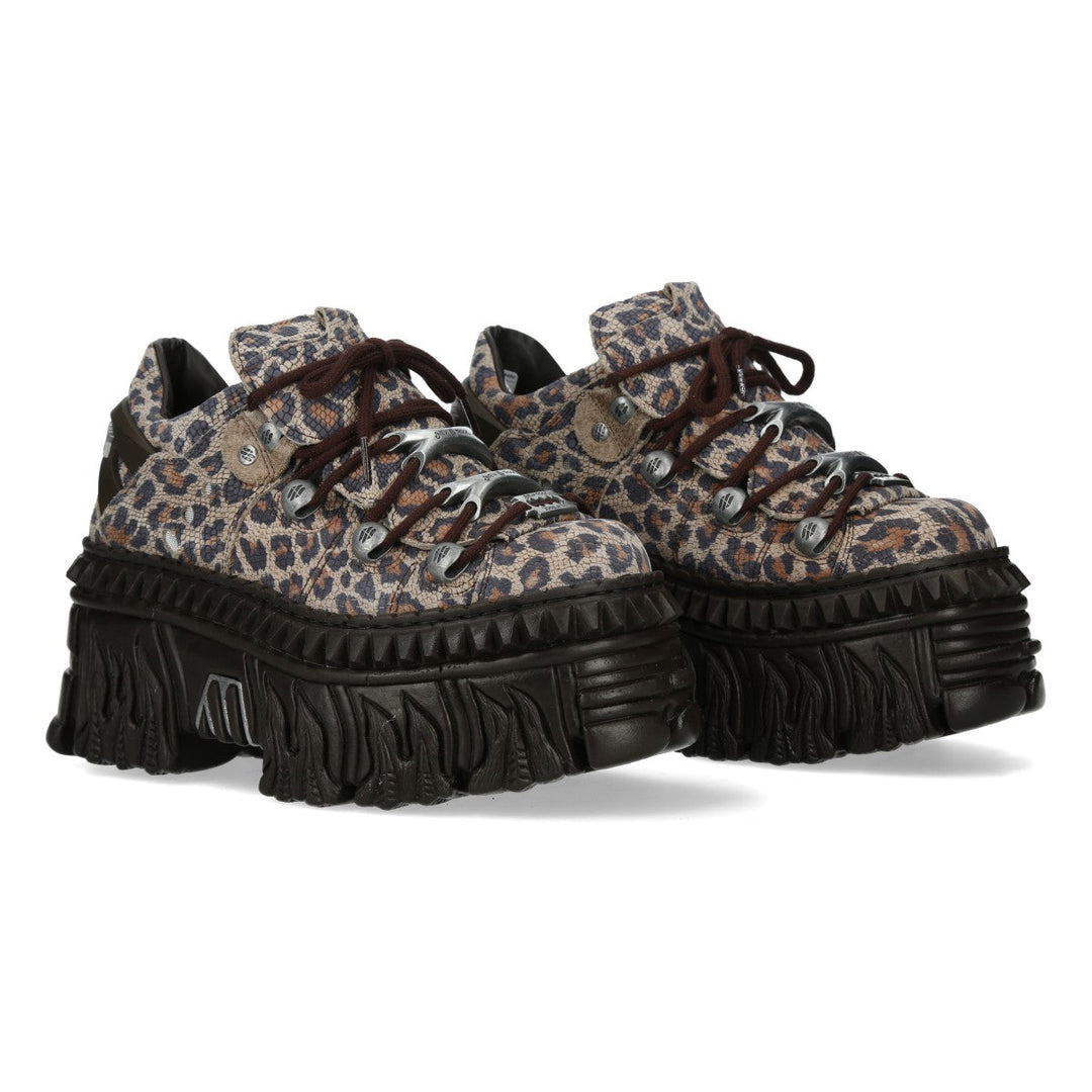 New Rock M-WALL120NC-C1 Leopard Print Flame Platform Sneakers