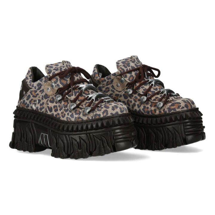 New Rock M-WALL120NC-C1 Leopard Print Flame Platform Sneakers