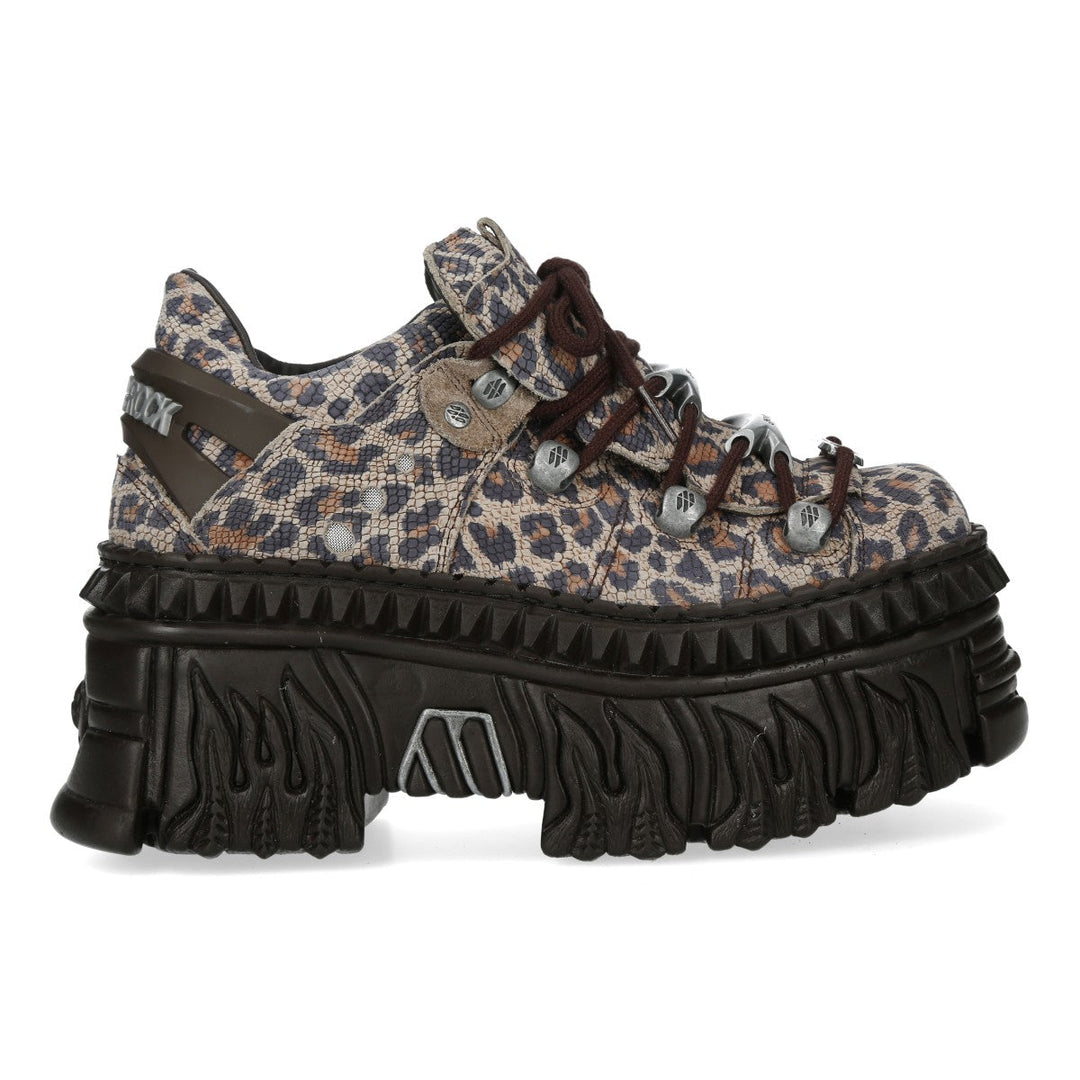 New Rock M-WALL120NC-C1 Leopard Print Flame Platform Sneakers