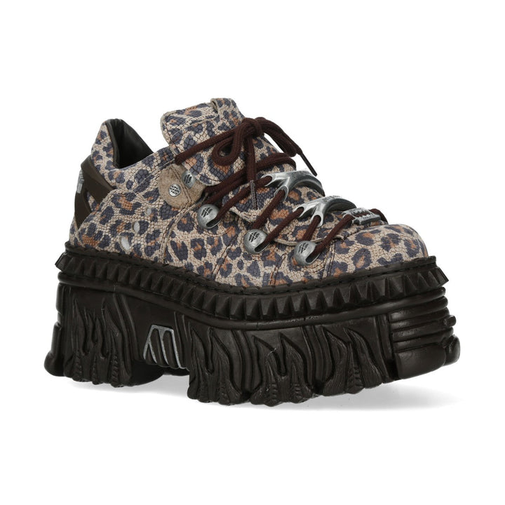 New Rock M-WALL120NC-C1 Leopard Print Flame Platform Sneakers