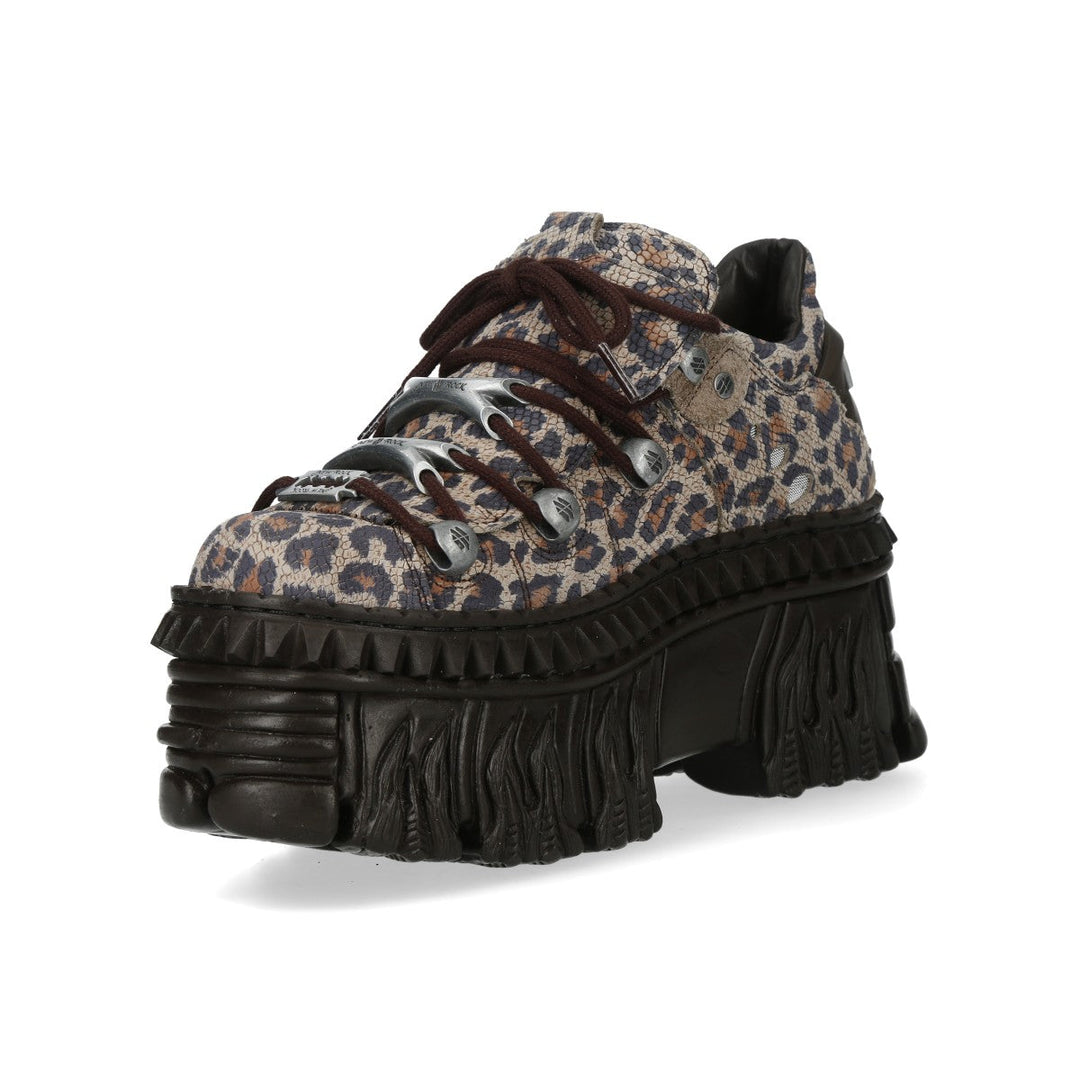 New Rock M-WALL120NC-C1 Leopard Print Flame Platform Sneakers