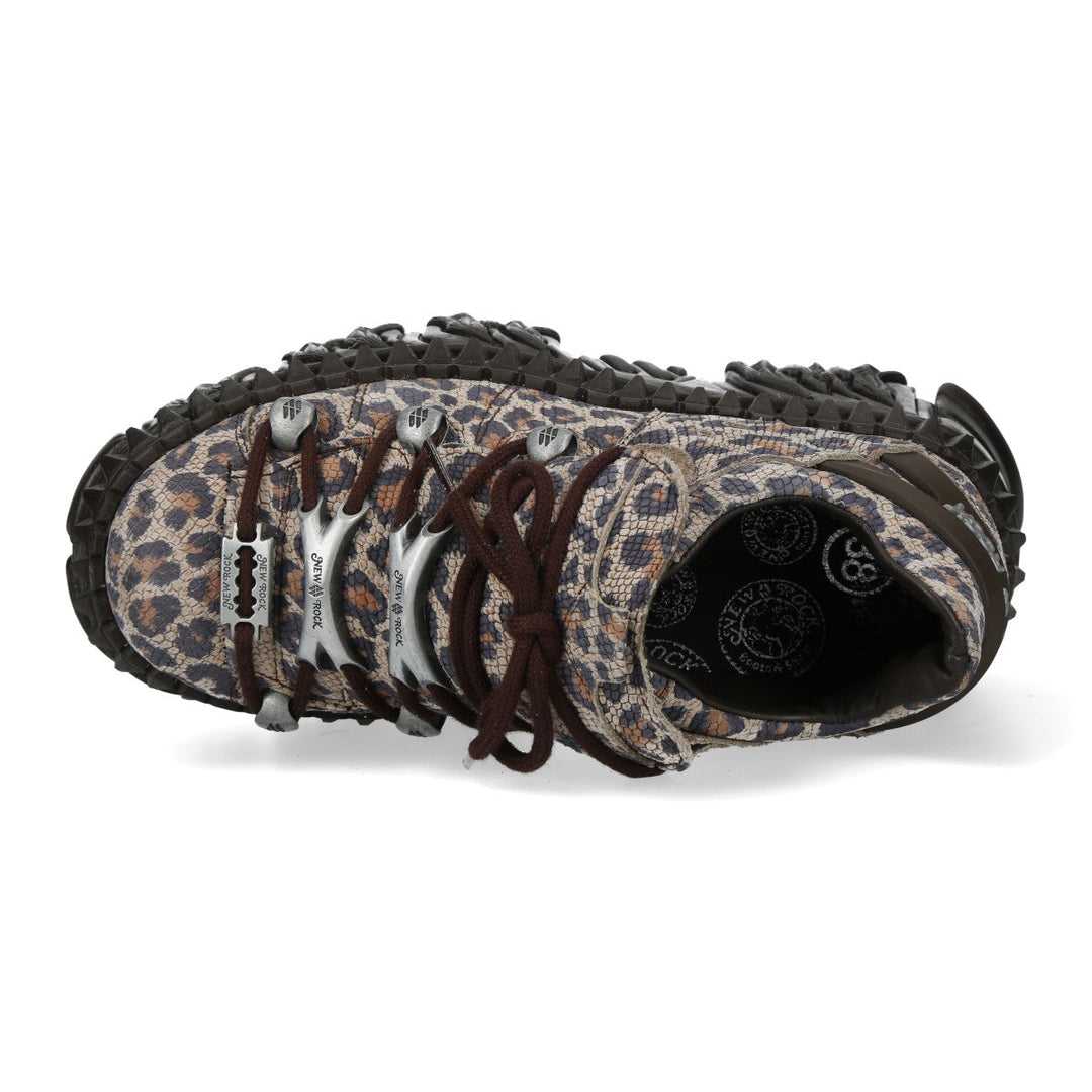 New Rock M-WALL120NC-C1 Leopard Print Flame Platform Sneakers