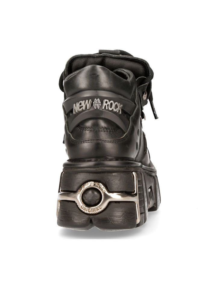 New Rock M-106-S1 Black Leather Studded Platform Shoes