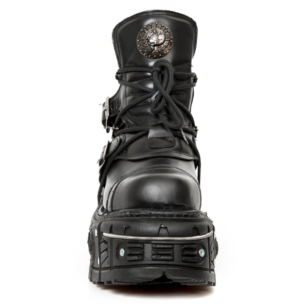 New Rock M-TANK007-S1 Black Leather Skull Medallion Tank Platform Ankl ...