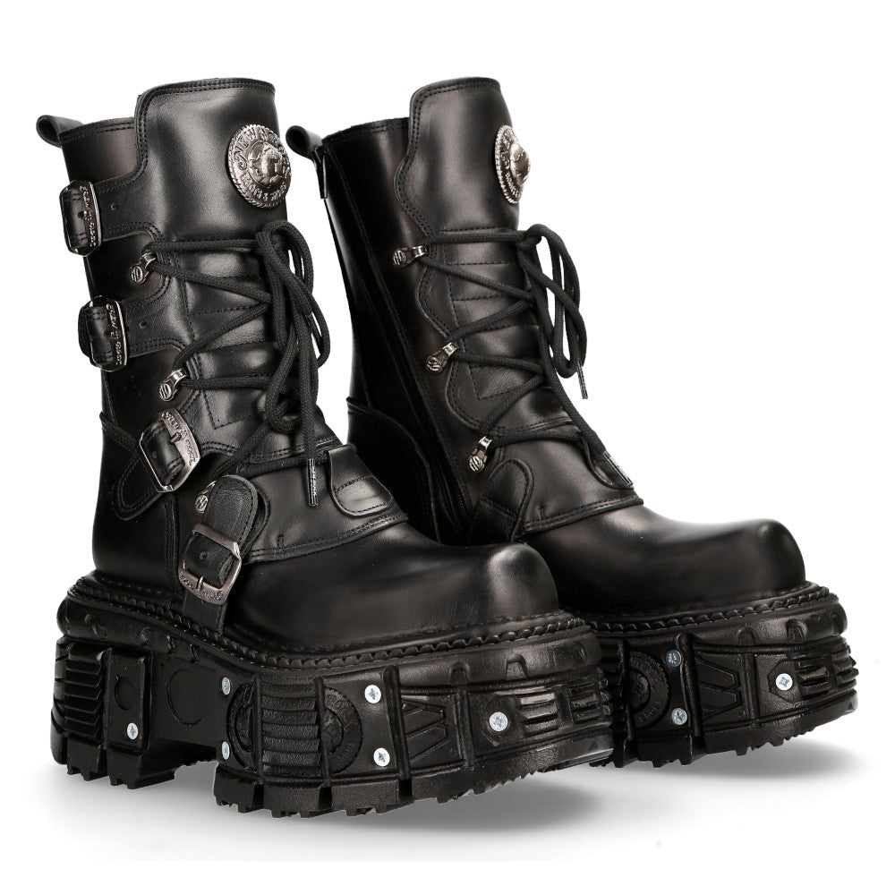 New Rock M-TANK373-S1 Metallic Combat Platform Boot – Bold & Industrial